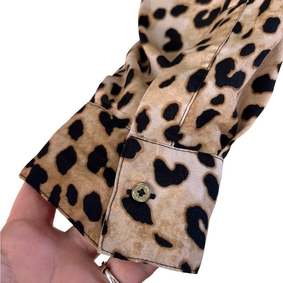 Calvin Klein Leopard Animal Print Split Neck Zipper Tunic Top Womens Size 3X - Picture 7 of 16